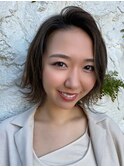 結べるボブレイヤーカット細めハイライト白髪ぼかし30代40代