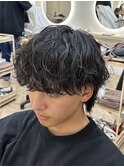 波巻きパーマ波巻きスパイラル眉毛マラウンドマッシュ