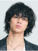 原宿波巻きパーマメンズマッシュウルフカットツイストパーマ