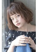 無造作ウェーブボブシアーベージュ20代30代40代