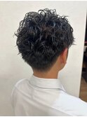メンズマッシュパーマ ツイストスパイラル アッシュブラック