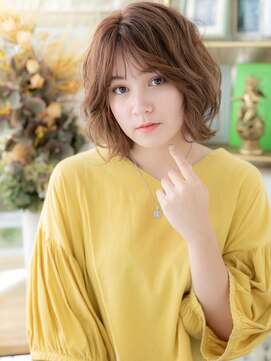 カバーヘア イヴ 戸頭店(COVER HAIR EVE) 透け感くせ毛風外ハネミディアムウルフヘアh3戸頭20代30代40代!