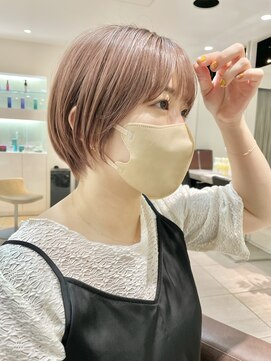 大人可愛いショート/ショートボブ/ピンクベージュ/20代30代40代