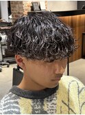 波巻きパーマ波巻きスパイラルパーマラウンドマッシュ刈り上げ
