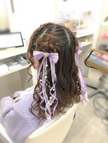 ラエラ 五反田店(laera) ツインでお花ヘア、編み込みハーフアップ