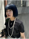 bibito 切りっぱなしボブ　ワンレングス　ブルーブラック