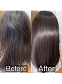 SLEEK式髪質改善【縮毛矯正】ビフォーアフター　表面