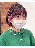 熊本ショート　イヤリングカラー　ピンクカラー　ブリーチ