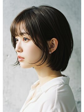 コトナ 越谷店 ミニボブ小顔暗髪切りっぱなし耳かけボブ外はねボブ黒髪越谷30代