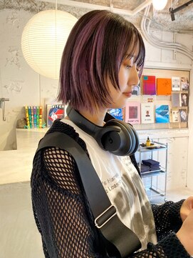 ルーム(Loom.) デザインカラーコントラストハイライト切りっぱなしボブ