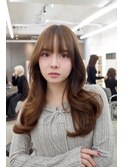 王道愛されツヤ髪ミルクティーブラウンミディアムレイヤー