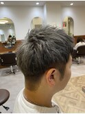 ツーブロ/ショート/グレー