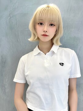 ロンド ジュルード 名古屋(Lond jeloud) ハイトーンボブ　波巻き　ワイドバング