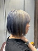 髪質改善ハイトーン　グラデーションカラー切りっぱなしボブ