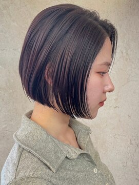 ビスクヘアデザイン(bisq hair design) ボブ　ミルクティーベージュ　艶髪　髪質改善カラー　ショート