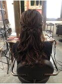 ハーフアップゆる巻き編み込み