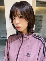 ビファインクーアヴェダ(Be fine coo AVEDA)&nbsp;ボブレイヤーくびれヘア 前髪あり外はねボブ 暗髪艶カラー
