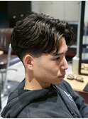MEN'S/毛流れセンターパート×ハイライト/フェード