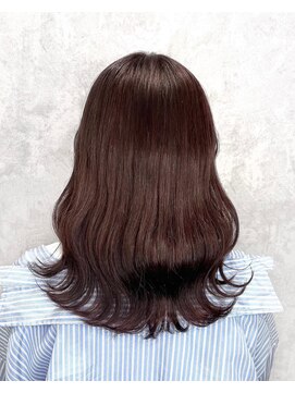 デミヘアー(Demi hair) ピンクブラウンカラー×ゆるふわウェーブ