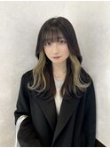 ホワイトベージュ_ハイトーン_インナーカラー_レイヤーカット