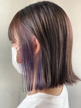 アルジェント(argento.) 切りっぱなし外ハネボブ/イヤリングラベンダーカラー
