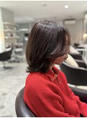 前髪なしミディアムレイヤー／ラベンダーグレージュ／オージュア