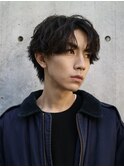 30代ビジネスセンターパートセンター分けシャドウパーマ刈り上げ