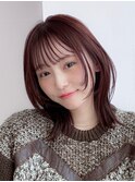 レイヤーボブ/くびれボブ/フェイスレイヤー/カシスブラウン