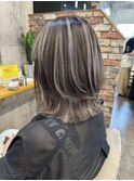 外ハネボブ レイヤーボブ コントラストハイライト 20代30代40代