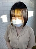 顔まわり個性イエローバングカラー