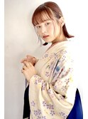 卒業式 袴 ヘアセット 金箔アレンジ ふんわりカール 水引