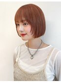 say.ボブミニボブくびれボブレイヤーボブコーラルオレンジ暖色