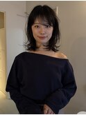 名古屋美容室ミディアムストレート/ナチュラル前髪ストレート