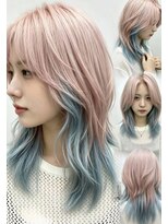 ヘアースペース 練馬店(hair space COCO)&nbsp;ダブルカラー、インナーブルー、上ピンク