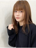 無造作セミロングレイヤースタイル外ハネワンカールパーマ