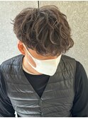 スペインカールフェードメンズパーマカラーショートマッシュ
