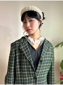 薬院　顔まわりレイヤーカット　ヘアセット　ブリーチなしカラー