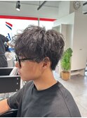 シャドウパーマダウンパーマ黒髪韓国マッシュツーブロック