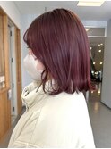 ピンクラベンダー透明感ボブダブルカラーケアブリーチ西大寺