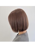 艶髪 ボブ 髪質改善  ベージュカラー 酸熱 透明感カラー  