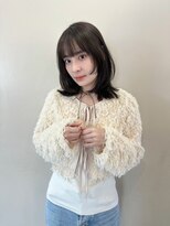 姫カットレイヤーくびれミディアムくすみベージュ