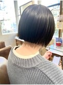 ミニボブ/小顔/前髪/黒髪/ネビージュ/ボブルフ