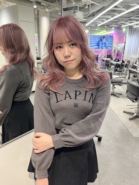 ユーフォリア 渋谷グランデ(Euphoria SHIBUYA GRANDE) ピンクベージュ　ウェーブ巻き　ガーリー　ハイトーン