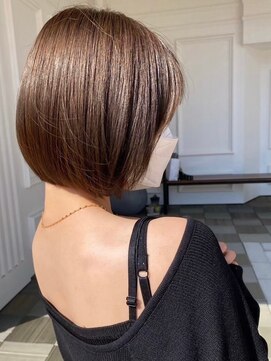 オズ 郡山桑野店(OZ) 郡山顔周りレイヤーボブダブルカラーショートヘアグレージュ韓国