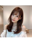 ★韓国艶髪大人かわいい小顔フェザーバングショコラアッシュヘア