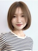 Say.韓国ボブレイヤーボブミディアムヘーゼルグレージュ韓国風