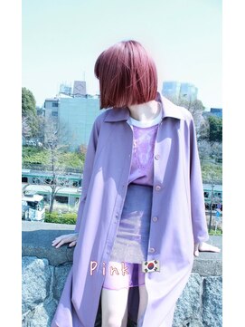 ラフ 原宿(L.a.a.g.f harajuku) ピンクカラー ボブ @原宿