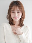 デジタルウルフくびれ外ハネ前髪レイヤーアプリコットオレンジ
