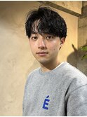 メンズシースルーセンターパートカットパーマ(表参道原宿)