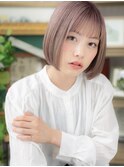 小顔ミルクティーピンク切りっぱなしボブディc5大宮10代20代30代